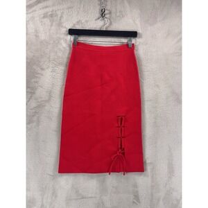Alexander Wang Corset Skirt Womens Size Small Red Midi Lace Up Designer